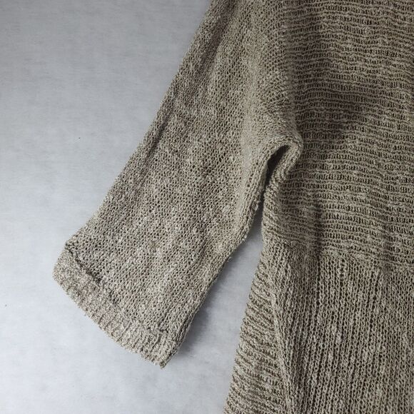 L Eileen Fisher Linen Blend Knit Cardigan Loose Open Front Trapeze Swing Natural - Picture 9 of 11
